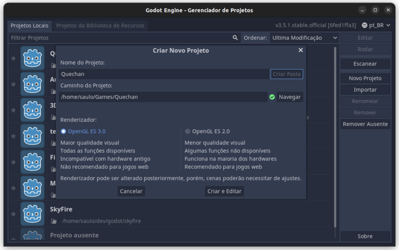 Arquivo:Godot quechan criar projeto.png